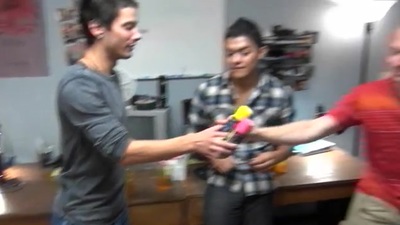 Hawt cheerful weenie prey deepthroats his partner cums to a